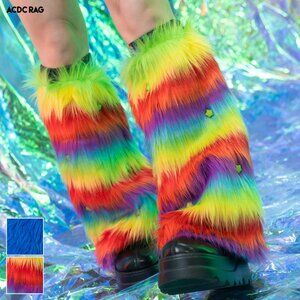 NEW ACDC RAG - Pop Galaxy Rainbow Faux Fur Leg Warmer